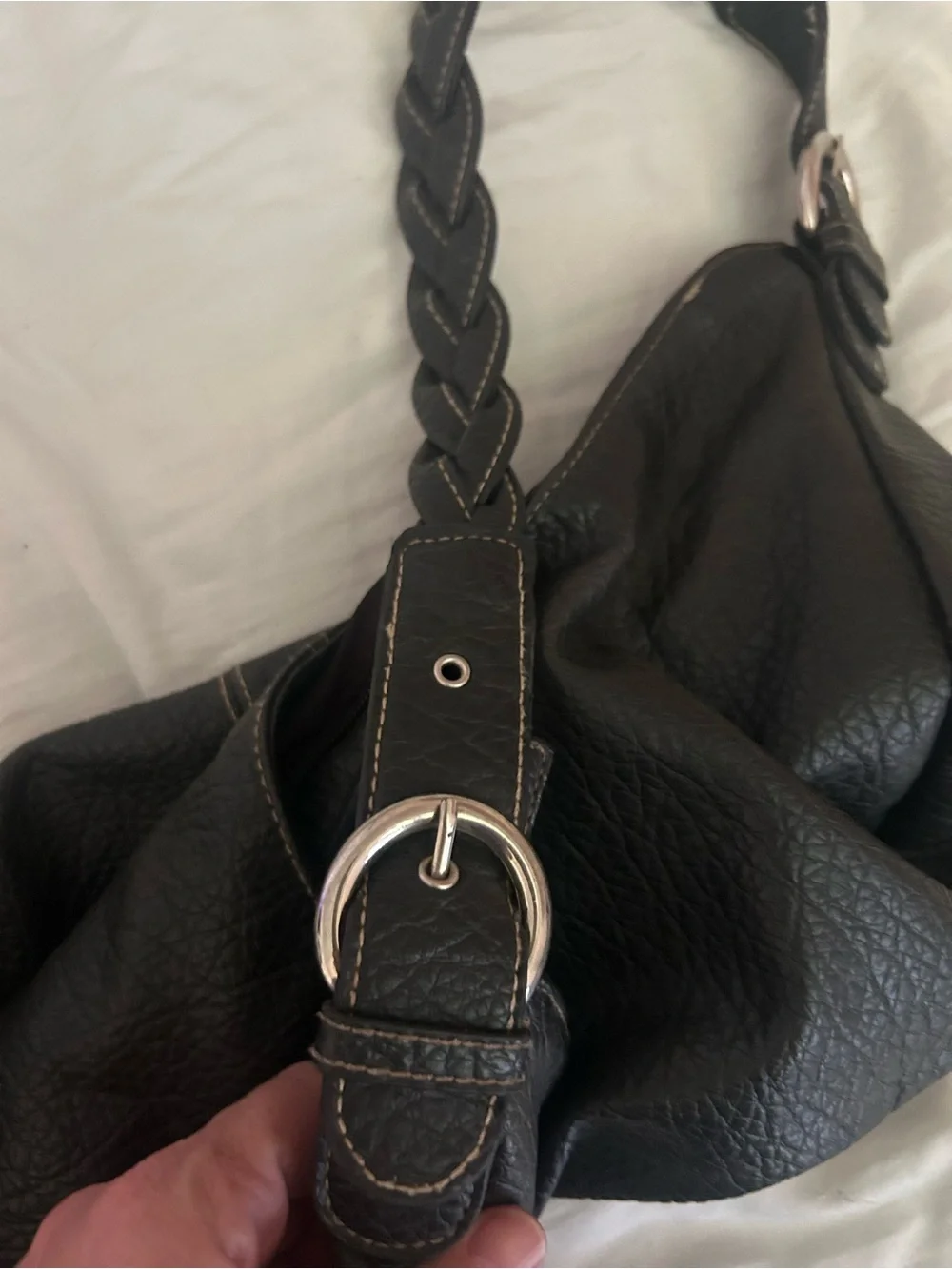 Rosetti pebbled black hobo bag
